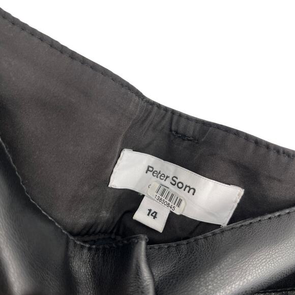 Peter Som x RTR Black Faux Leather Tie Waist Pants Size 14 - Picture 7 of 8